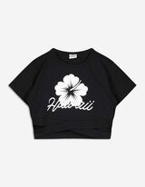 Maglia cropped - Ricami - nero