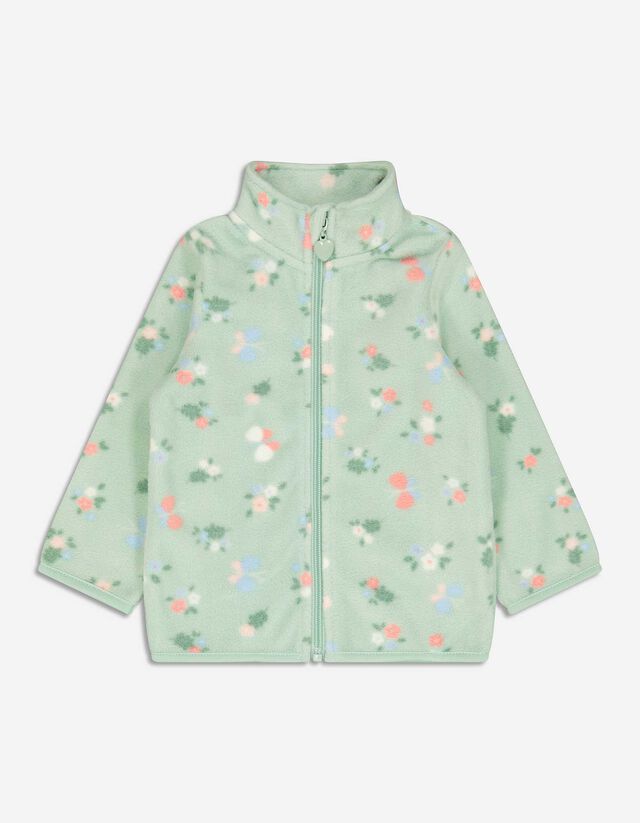 Pulover din fleece - Imprimeu floral - Verde deschis