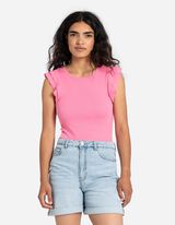 koszulka - rękawy z falbankami - rozowy