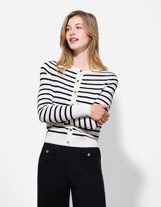 Cardigan - Knopfleiste - wei&szlig;