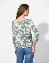 Langarmshirt - Allover-Print - grün