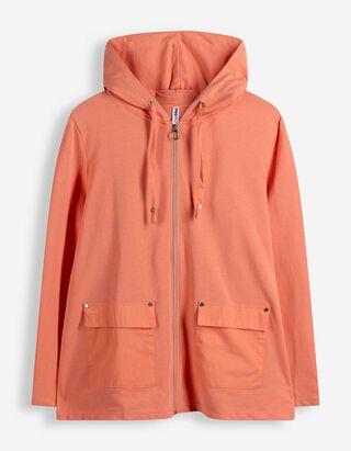 Sweatjacke - Baumwoll-Mix - hellrot