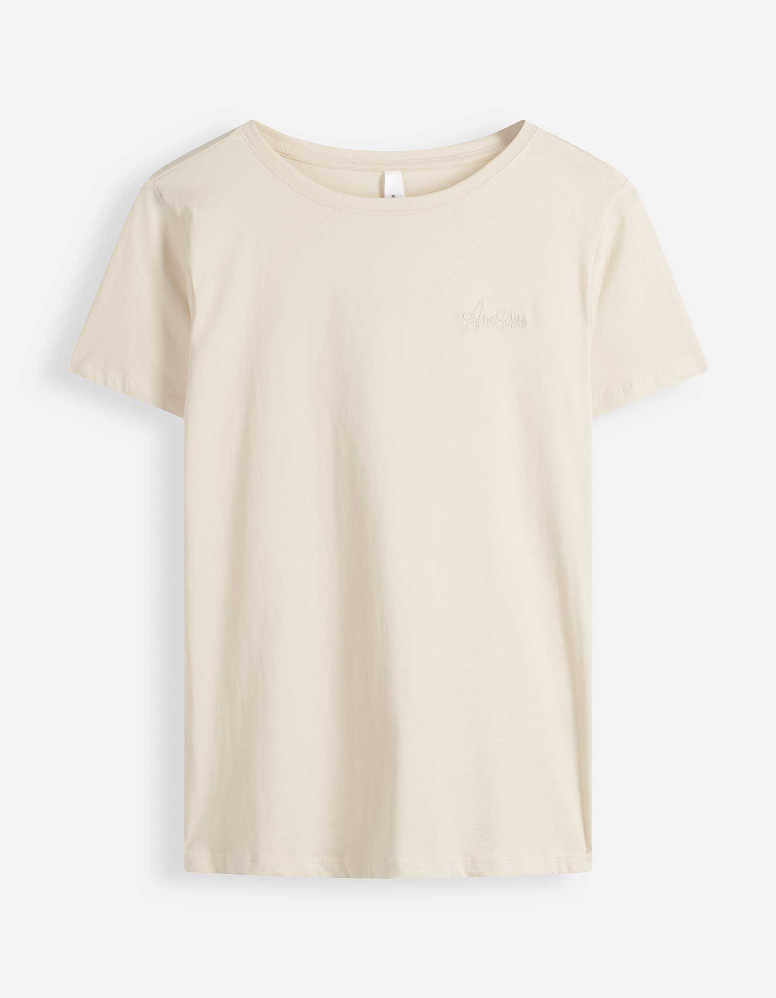 T-shirt - Borduursels - Lichtgeel