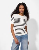 Pullover - Streifen - wei&szlig;