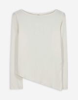 Langarmshirt - Asymmetrisch - weiß