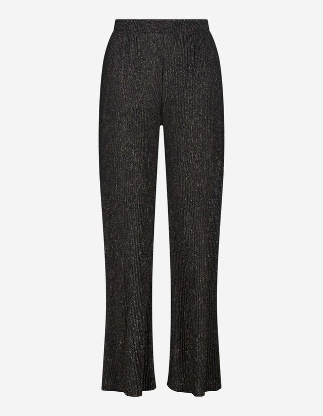 Pantaloni palazzo - Țesătură cu sclipici - Negru