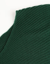 Pulover de tricot - Mâneci supradimensionate - Verde inchis