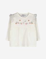 Set aus Langarmshirt und Leggings - Stickereien - weiß