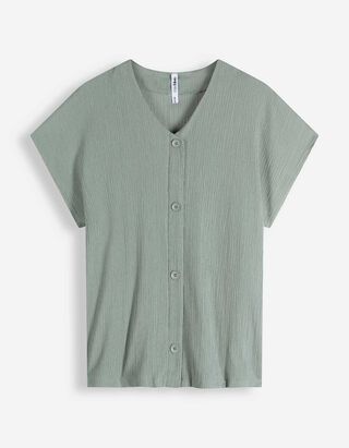 Blusenshirt - Knopfleiste - Petrol