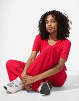 Kalhoty s širokými nohavicemi - Jednobarevné - pink