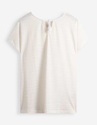 Blusenshirt - Material-Mix - Off-White