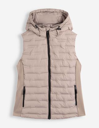 Steppweste - Material-Mix - Taupe