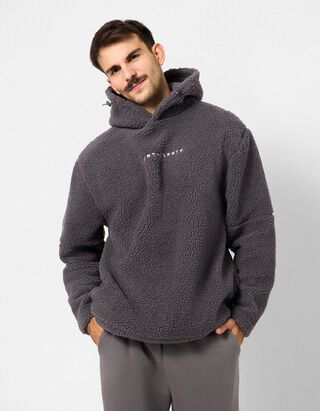 Sweatshirt - Teddyfell - Dunkelgrau