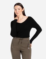 Langarmshirt - Rippstrick - schwarz