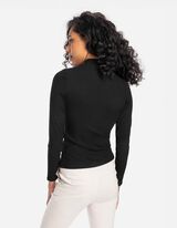 Tričko s dlh&yacute;mi ruk&aacute;vmi - Mockneck - cierna