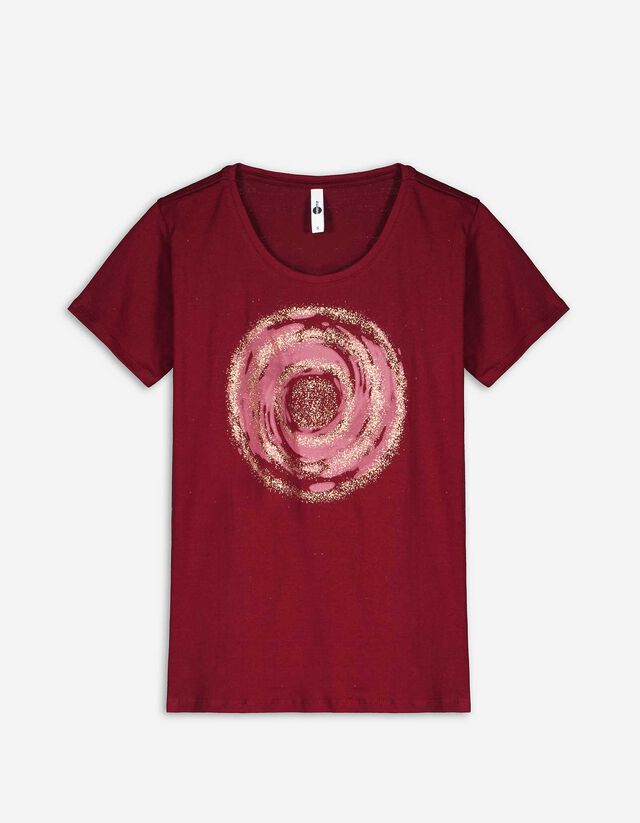 T-shirt - błyszczący nadruk - ciemny czerwony