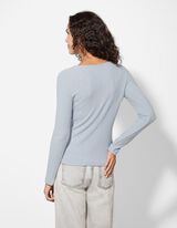 Hosszú ujjú felső - Pointelle - vilagoskek