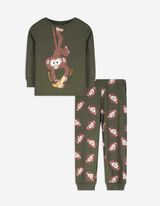 Pyjama set van shirt en broek - Print all-over - donkergroen