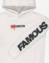 bluza z kapturem - nadrukowany przekaz - bialy