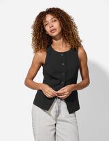 Weste - Webstoff - schwarz