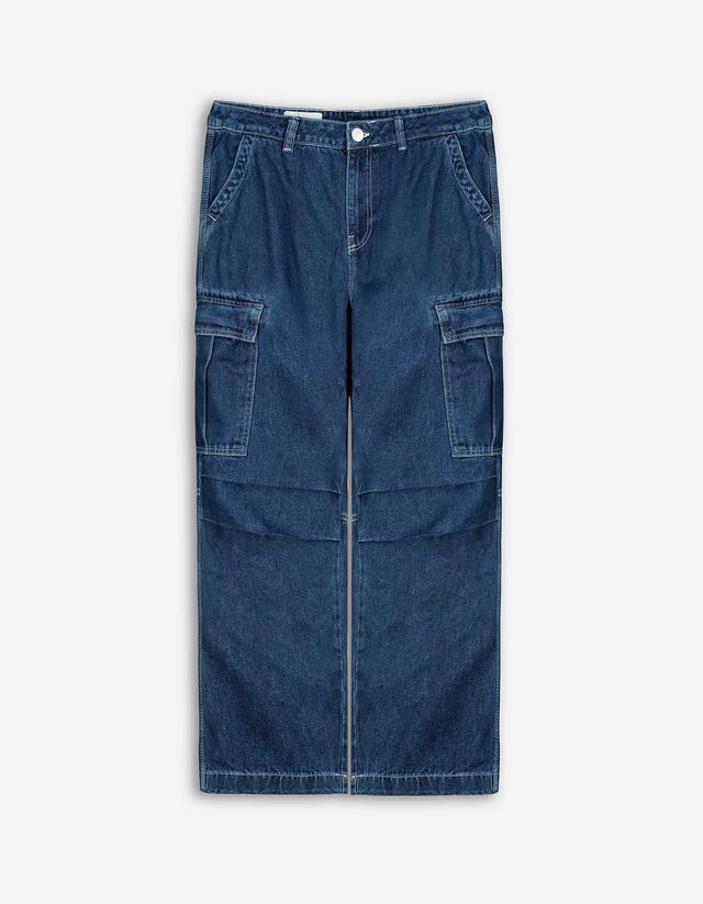 Pantaloni cargo - Effetto consumato - blu scuro