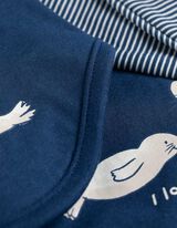 Komplet odela dugih rukava, pantalona, majica, rompera i bib-a  - Šareni print - svetlo-plava