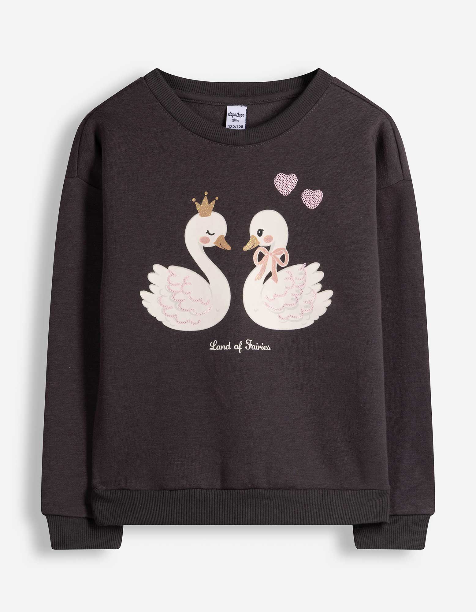 Sweatshirt - Paillettenbesatz - Dunkelgrau