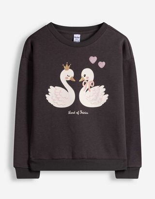 Sweatshirt - Paillettenbesatz - Dunkelgrau