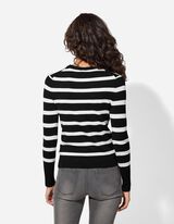 Strickpullover - Zierknöpfe - weiß