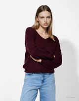 Maglione - Scollo a V - rosso scuro