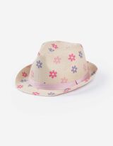 Strohhut - Allover-Print - beige