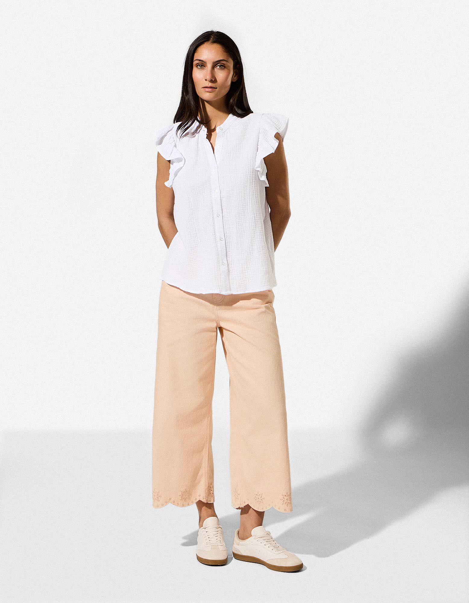 Blouse - Unicolore - Blanc cass&eacute;