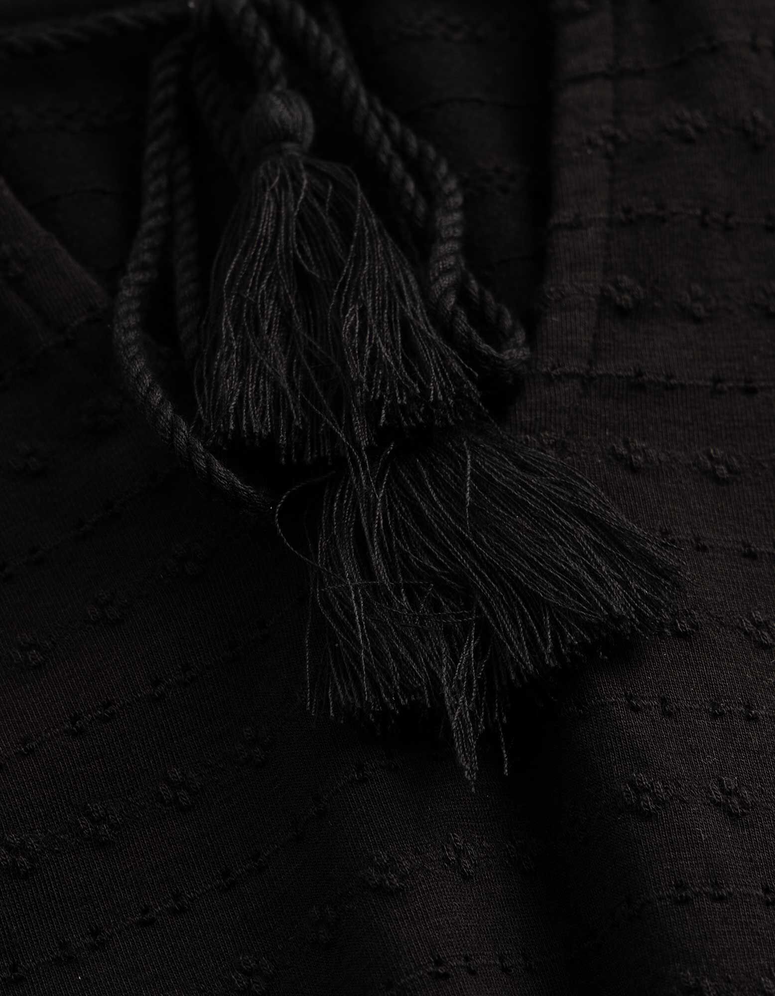 Blusenshirt - Material-Mix - Schwarz
