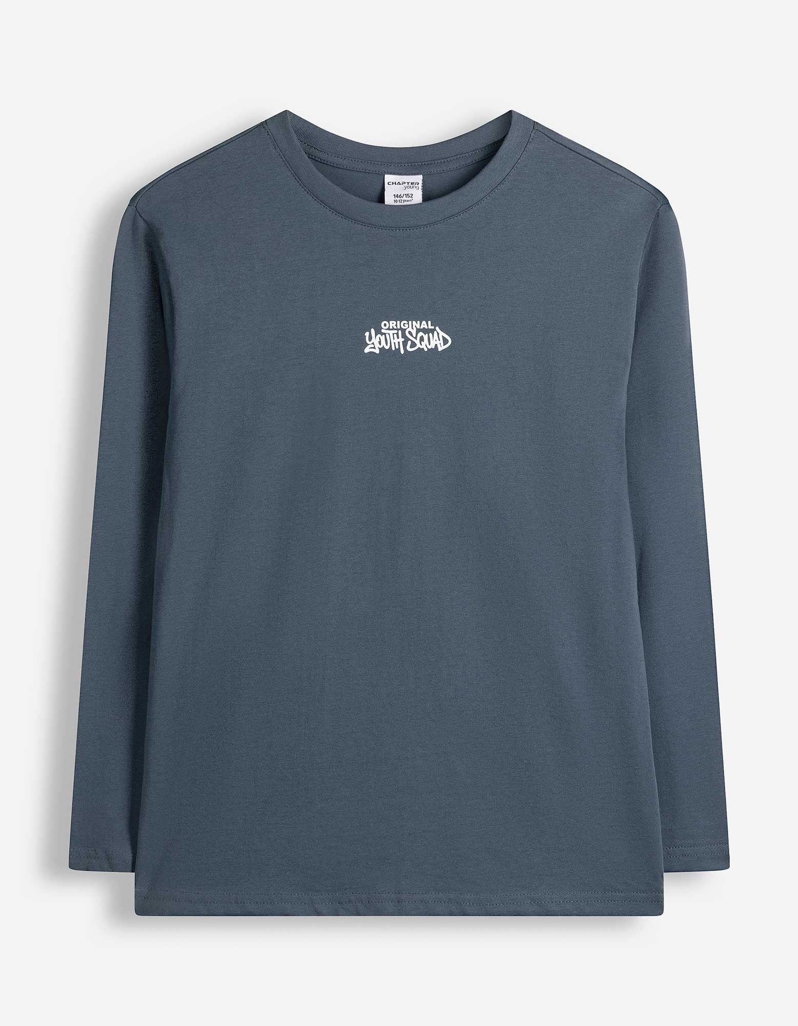 Langarmshirt - Frontprint - Dunkelblau