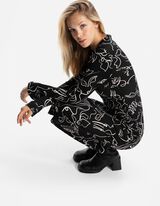 Midi haljina - Izgled na preklop - crno