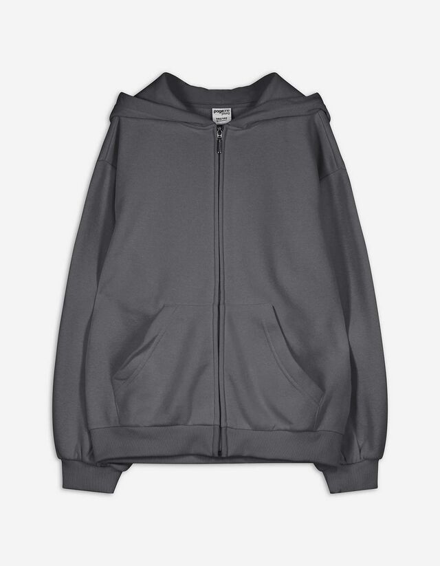 Felpa aperta - Loose Fit - grigio scuro