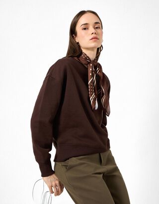 Sweatshirt - Oversized Fit - Dunkelbraun