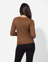 Strickpullover - Rundhals-Ausschnitt - hellbraun