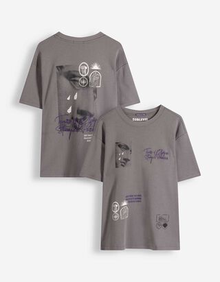 T-Shirt - R&uuml;ckenprint - dunkelgrau