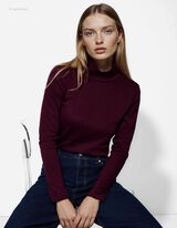 Langarmshirt - Rollkragen - dunkellila