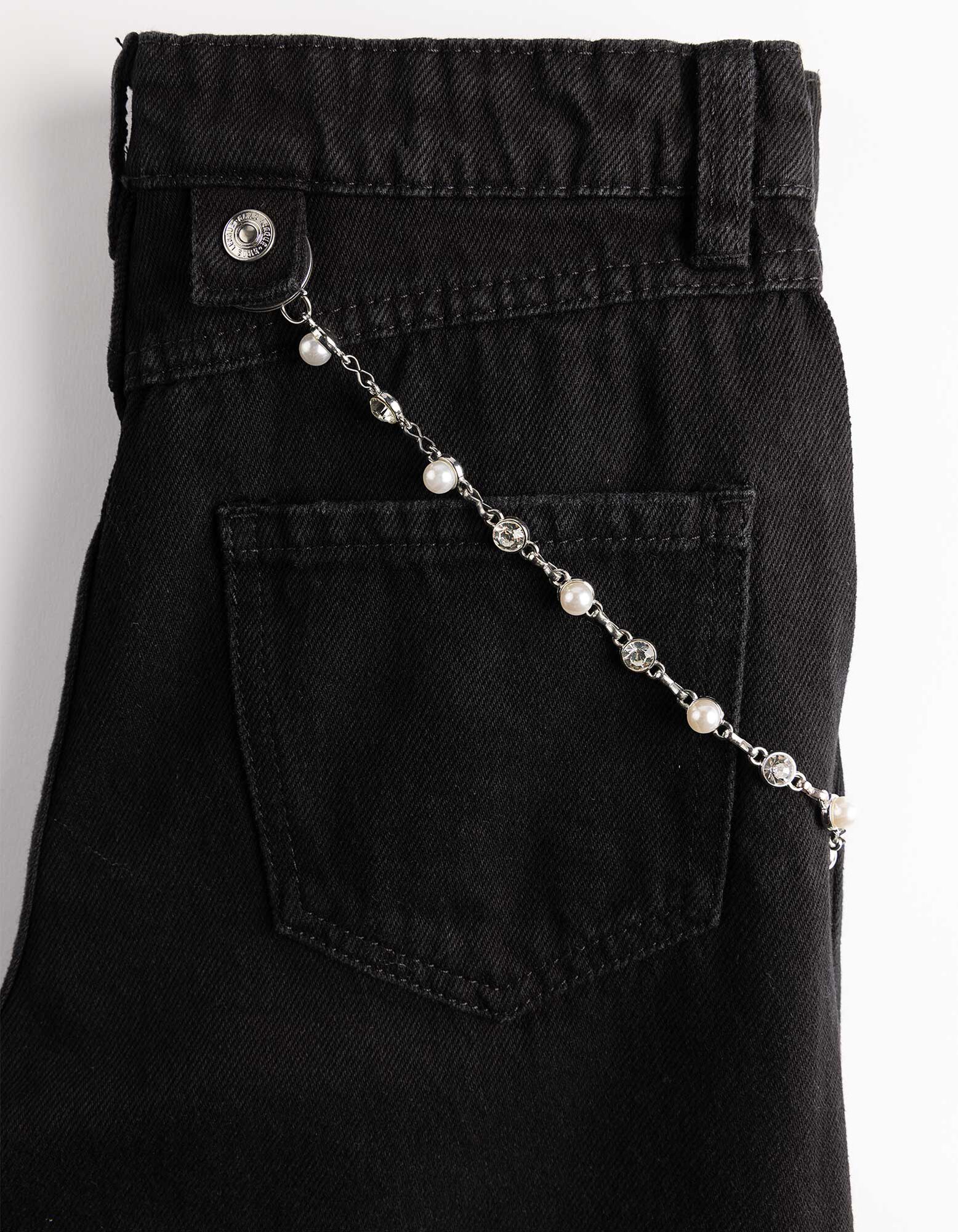 Jeans - Kettingdetail - Zwart