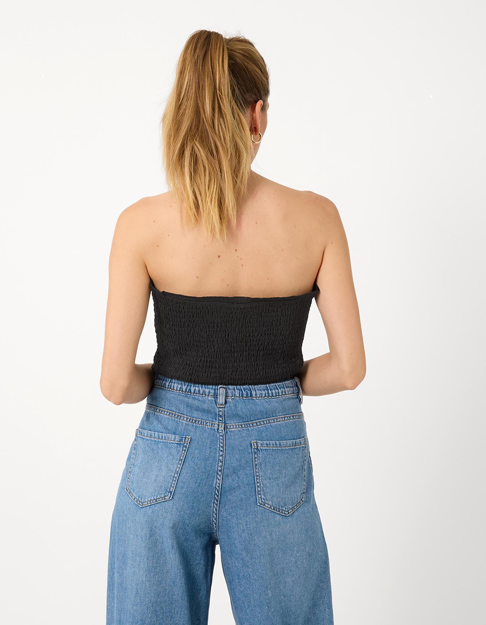 Top - Crinkle-Optik - Schwarz