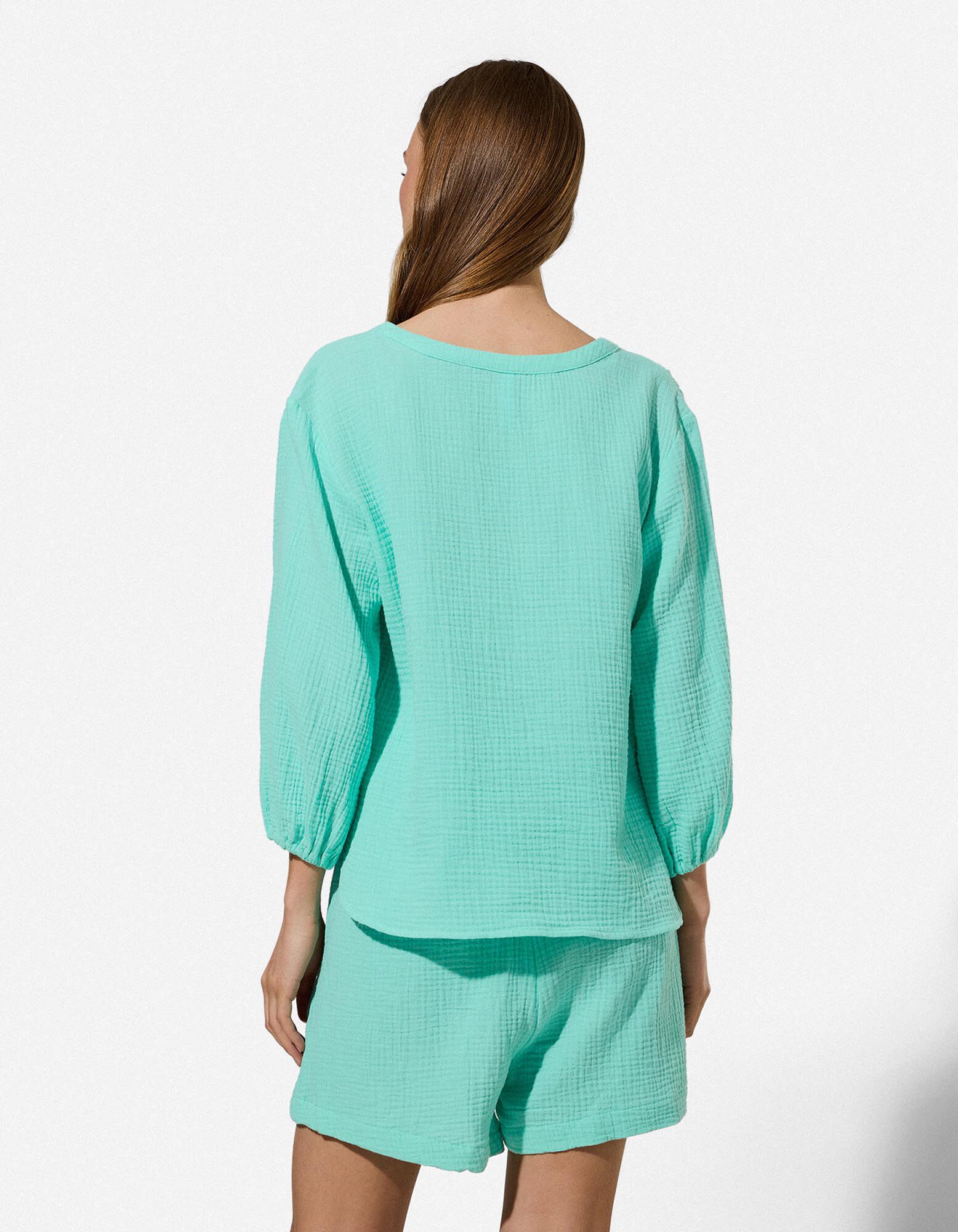 Bluse - einfarbig - Hellblau