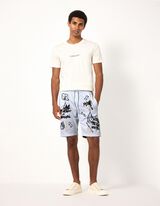 Shorts - Allover-Print - Hellblau