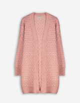 Cardigan lungo - Effetto lana - rosa