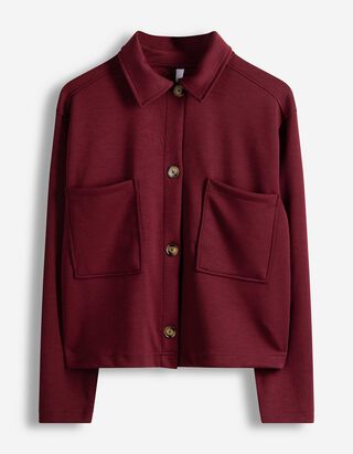 Sweatjacke - Knopfleiste - dunkelrot