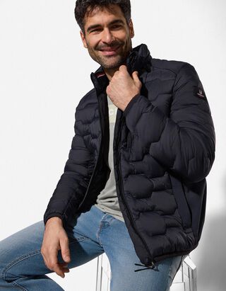 Gewatteerde jas - Opstaande kraag - donkerblauw