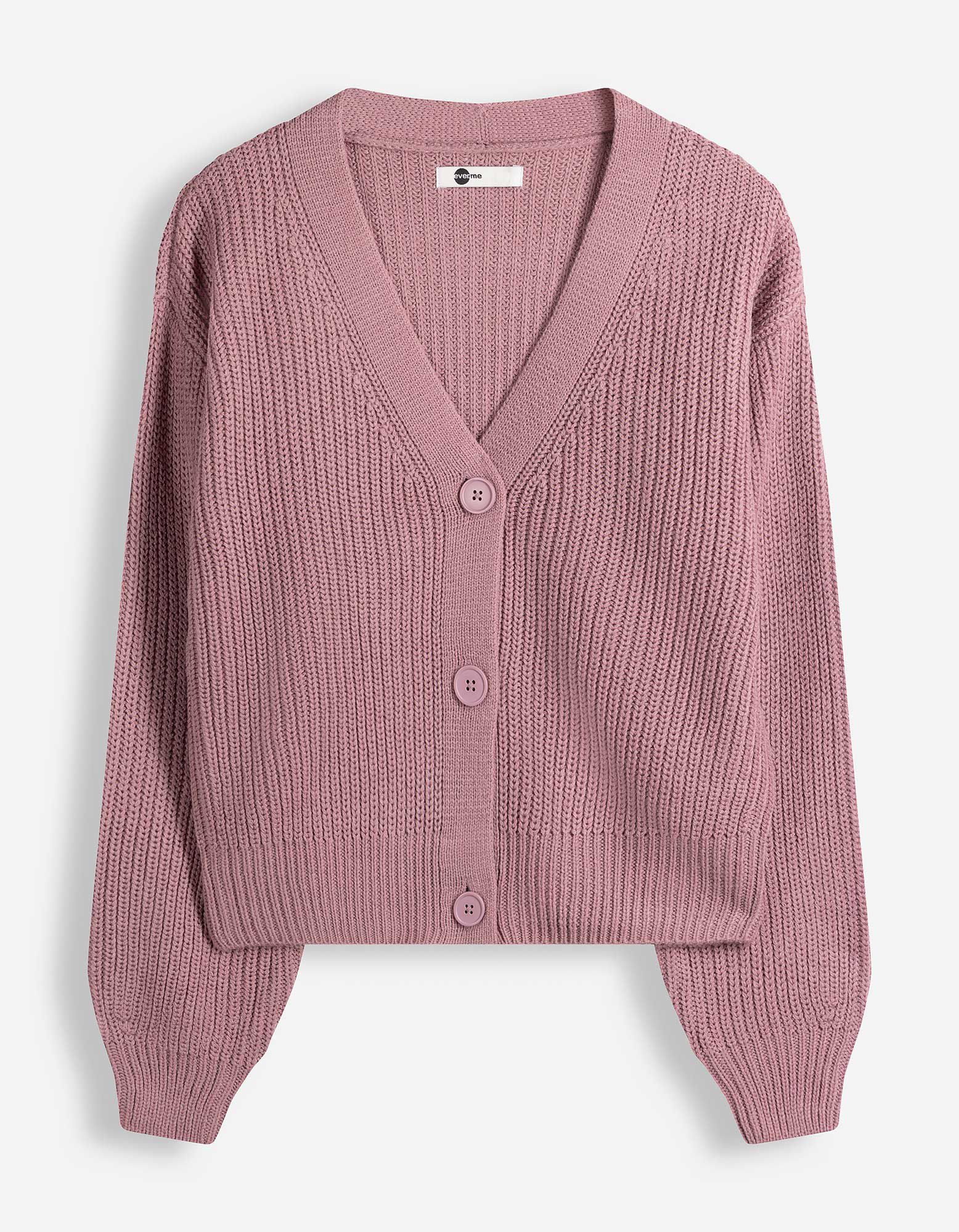 Gebreid vest - Knoopsluiting - Bessenrood