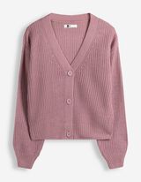 Gebreid vest - Knoopsluiting - Bessenrood