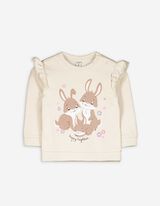 Sweatshirt - Mouwen met volants - beige
